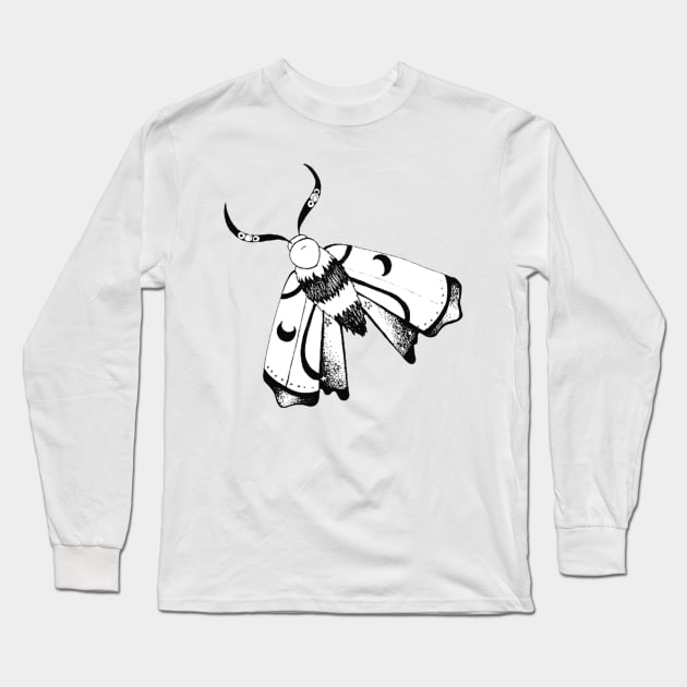 Black and white moon moth Long Sleeve T-Shirt by fun chaos amy